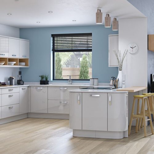 Solo Modern 22 – Contemporary Zola Gloss Light Grey Kitchen